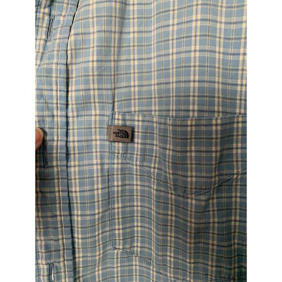 The North Face A5 Series Short Sleeve Button Shirt Mens Blue Plaid Cotton LG - Picture 4 of 7